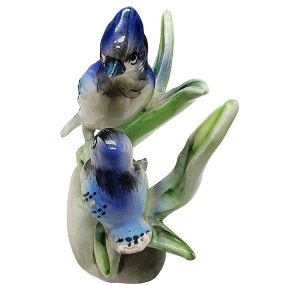 Set of 4 Vintage Hand Painted Porcelain Bird Figurines Japan Blue Jay - Picture 6 of 16